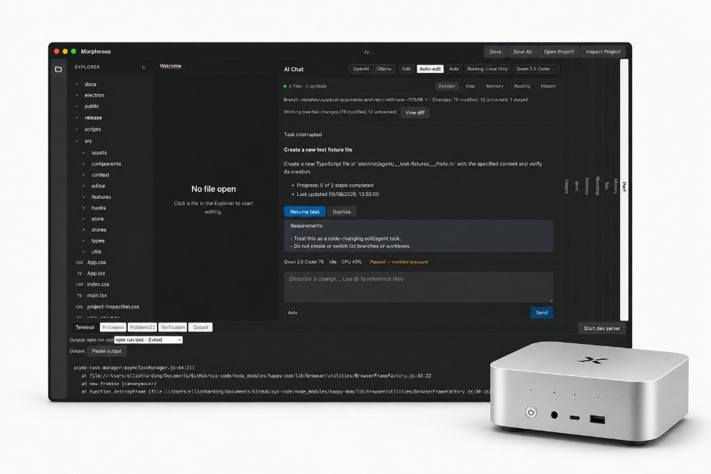 Xyrra PC with AI development environment on screen